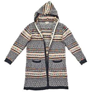 Monteau Los Angeles Hooded Open-Front Cardigan Size Large Knitted Southwestern